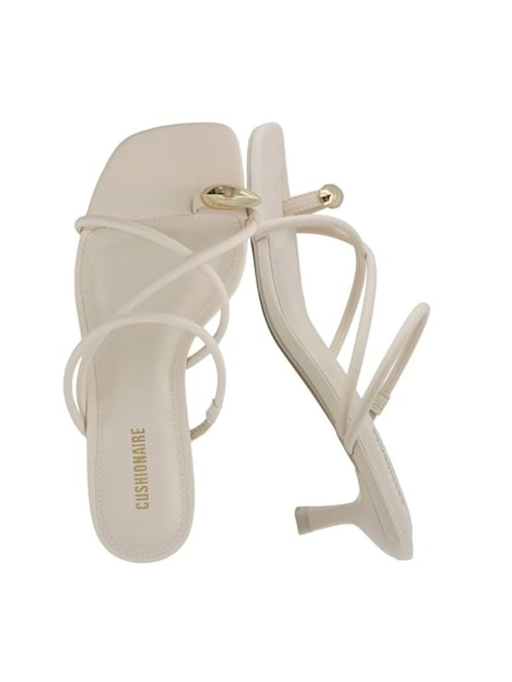 CUSHIONAIRE Maui Strappy Vegan Leather Kitten Heel Sandals